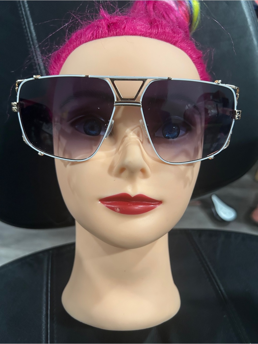 Women's Oversized Gradient white and gold square Sunglasses